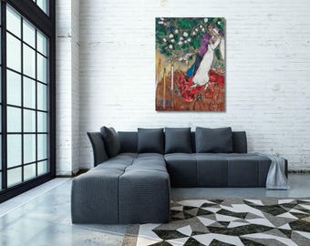 Marc Chagall, Marc Chagall Druck Braut mit drei Kerzen Wandbild, Braut mit Kerzen, Fine Art Print 14