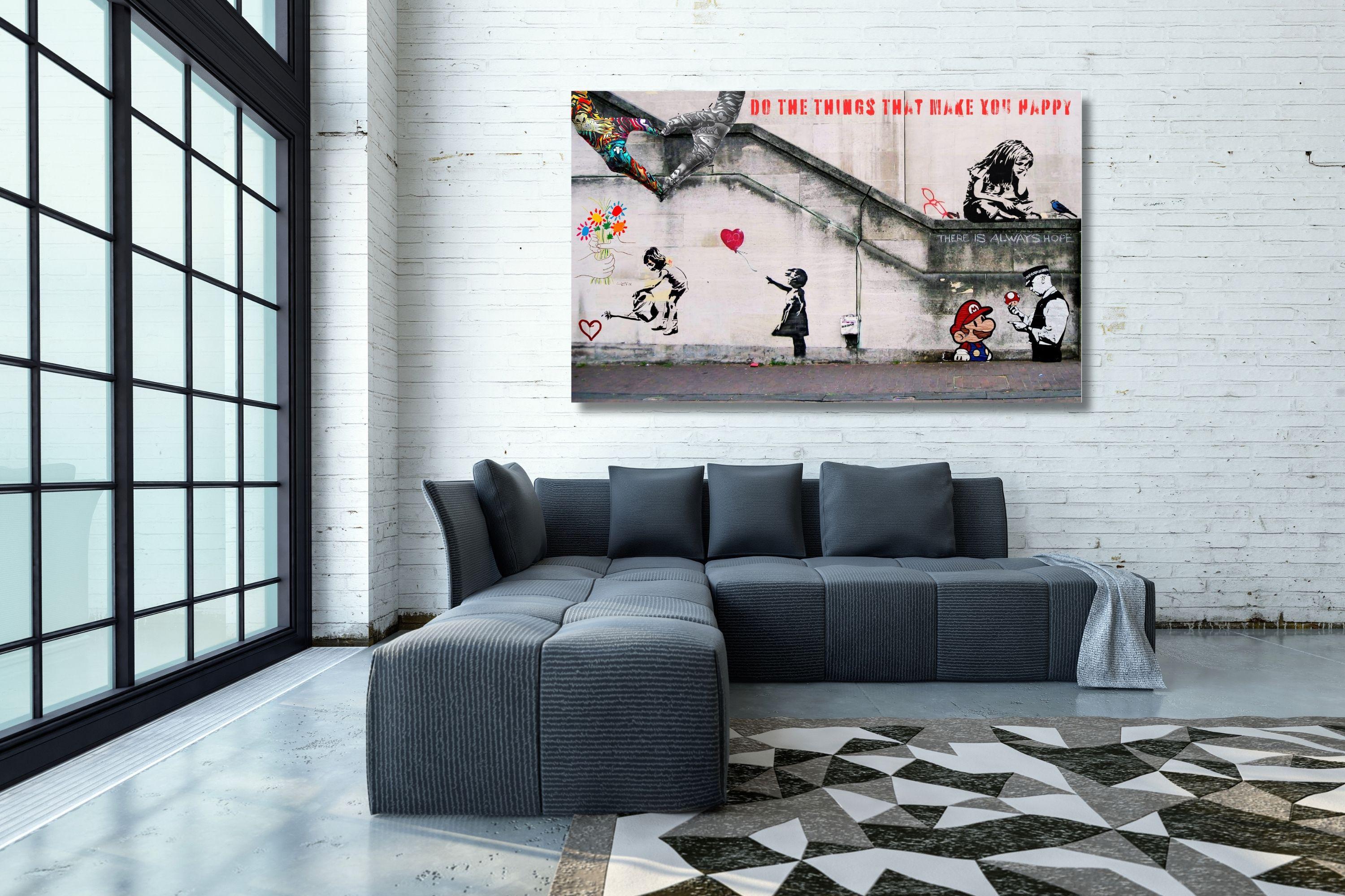 バンクシーのモチベーショングラフィティ少女プリントストリートアート