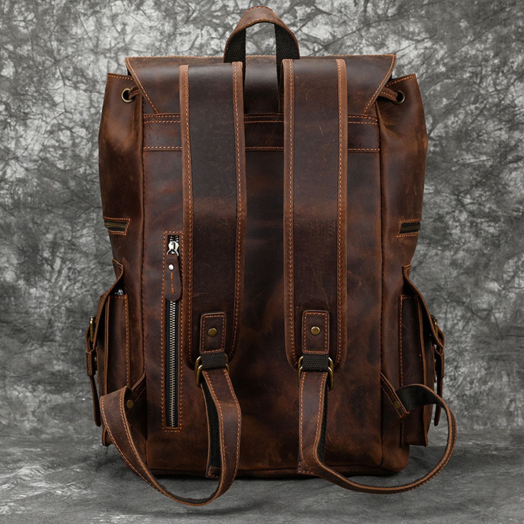 Personalized Leather Backpack for Men, Rucksack Bag Men, 17 Inch Laptop