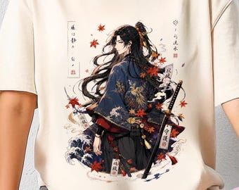 Moonshadow Ronin Samurai Shirt | Maple Leaves, Japanese Calligraphy