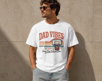 Dad Vibes Retro Basketball Graphic Tee, Vintage Dad Shirt