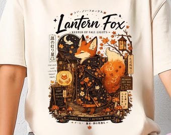 Lantern Fox T-Shirt | Autumn Illustration, Folklore Vibes