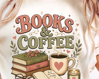 Books and Coffee Shirt, Cozy Reading Tee, Bookworm Gift, Library Apparel