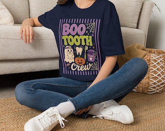 Boo Tooth Crew Dentist Halloween Shirt, Retro Spooky Dental Graphic Tee