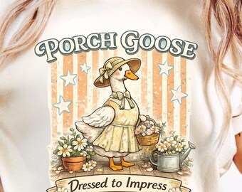 Porch Goose T-Shirt | Vintage Farmhouse Goose Illustration