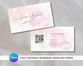 Minimalist QR Code Business Card, DIY Canva Template, Customizable, QR Code Business Card Canva Template