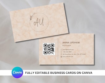 Minimalist QR Code Business Card, DIY Canva Template, Customizable, QR Code Business Card Canva Template
