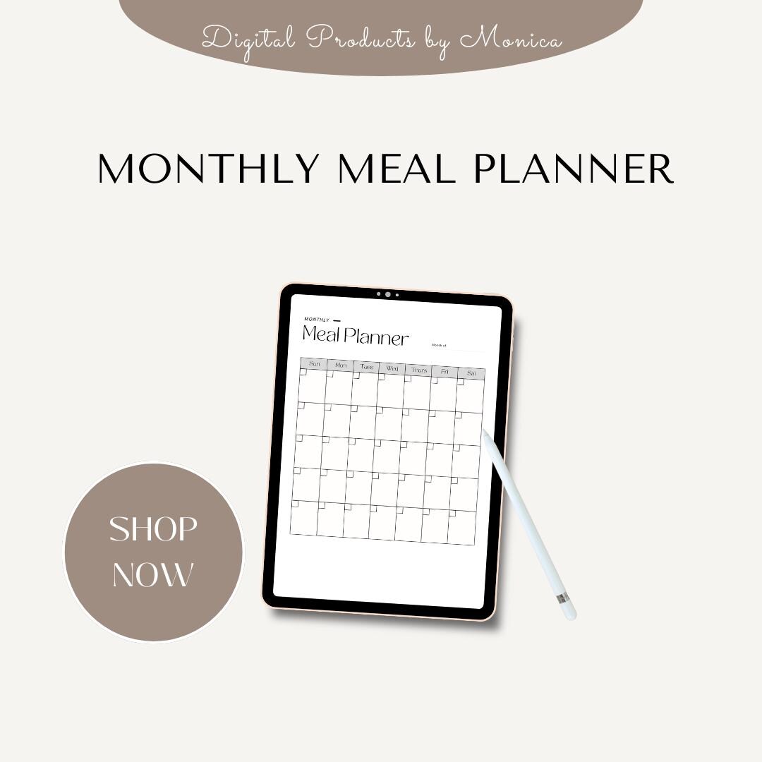 Monthly Meal Planner Printable Template, Food Planner, Health & Fitness ...
