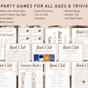 Book Club Games Bundle, Book Club Icebreakers, Book Club Activities, Printable Games for Book Clubs, Book Club Meeting Game, Book Club Bingo image 2