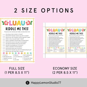 Luau Riddle Me This Luau Party Games Luau Games for Kids Luau Birthday ...