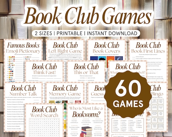 Book Club Games Bundle, Book Club Icebreakers, Book Club Activities, Printable Games for Book Clubs, Book Club Meeting Game, Book Club Bingo