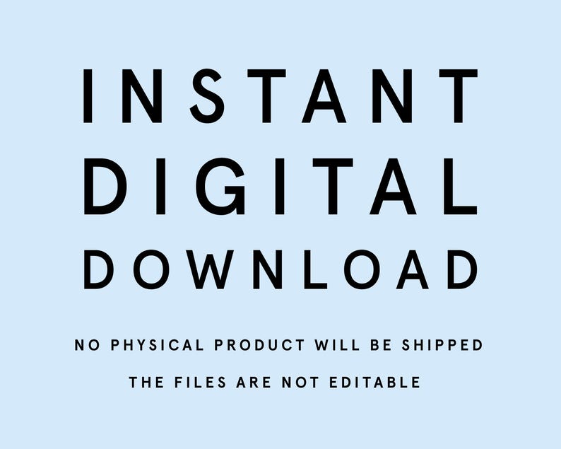 Pode incluir: Um fundo azul claro com as palavras "DOWNLOAD DIGITAL INSTANT&Acirc;NEO" em negrito e em preto. Abaixo, um texto menor diz "NENHUM PRODUTO F&Iacute;SICO SER&Aacute; ENVIADO" e "OS ARQUIVOS N&Atilde;O S&Atilde;O EDIT&Aacute;VEIS".