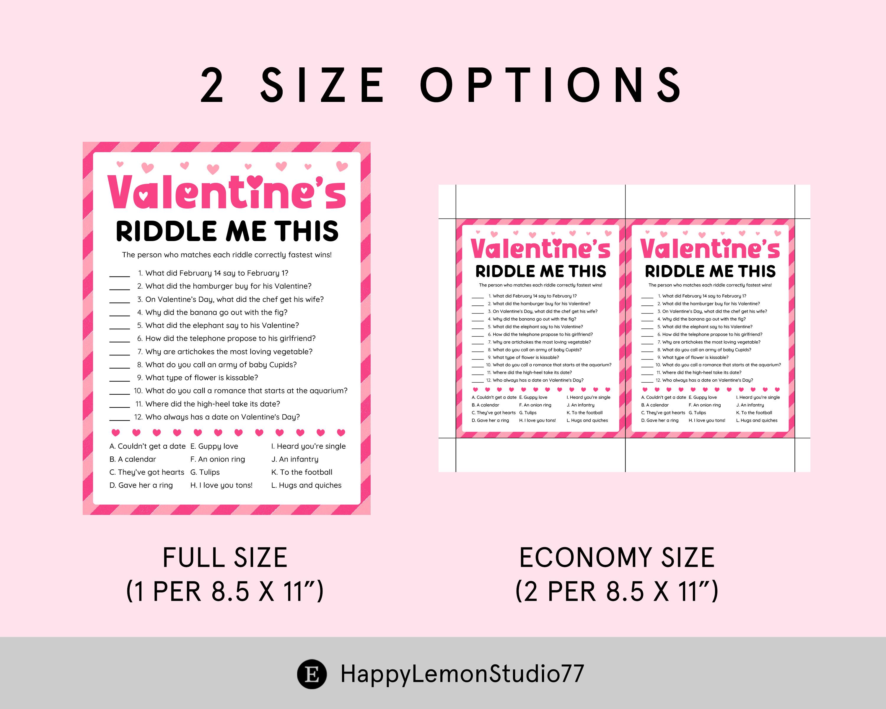 Valentines Riddle Me This Valentines Games for Kids Fun Valentine Day ...