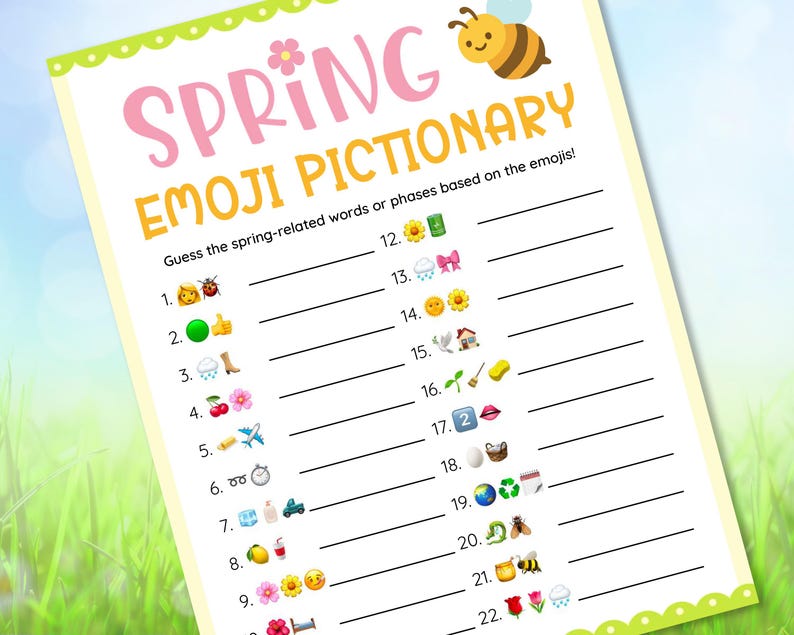 Spring Emoji Pictionary Game, Spring Game for Kids & Adults, Spring ...