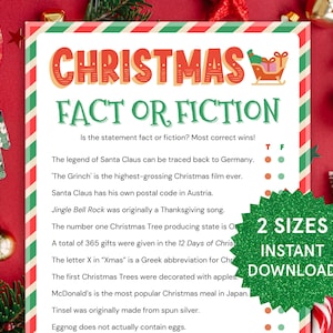 Christmas Fact or Fiction Christmas Games for Kids Adults Christmas Family Games Fun Christmas Trivia Christmas Party Office Holiday Games