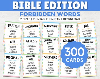 Juego de palabras prohibidas de la Biblia Juegos bíblicos para adultos Juegos divertidos para grupos de jóvenes Juegos de estudio bíblico Juego de escuela dominical Juegos bíblicos cristianos para niños