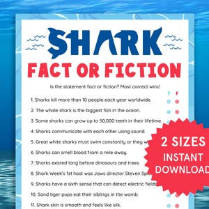 Shark Fact or Fiction Shark Games Shark Week Games for Kids Activities Shark Family Games Shark Activities Kids Shark Birthday Party Games