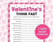 Valentines Think Fast Valentines Games for Kids Adults Valentine's Party Games Valentine Activities Fun Valentine's Day Printable Games