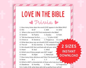 Bible Love Trivia Bible Game for Kids & Adults Womens Ministry Game Church Youth Group Game Bible Valentines Game Sunday school Activities