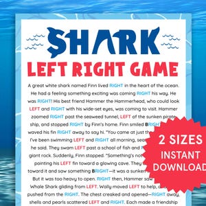 Shark Left Right Game Shark Games for Kids Activities Shark Family Games Shark Activities Kids Shark Birthday Party Games Gift Exchange Game