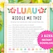 Luau Riddle Me This Luau Party Games Luau Games for Kids Luau Birthday ...