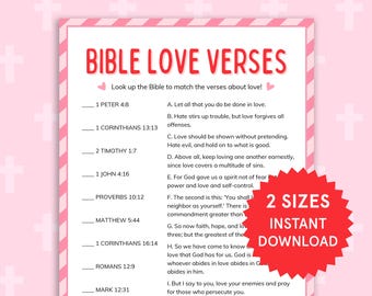Bible Love Verses Match Bible Valentines Game Bible Game for Kids & Adults Womens Ministry Game Youth Group Game Church Small Group Game