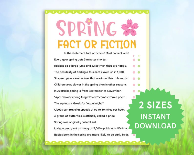 Simple Spring Fact For Reception Spring Fact or Fiction Game, Spring Game for Kids & Adults, Spring ...