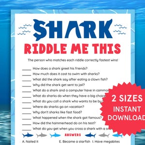 Shark Riddle Me This Shark Games Shark Week Games for Kids Activities Shark Family Games Shark Activities Kids Shark Birthday Party Games