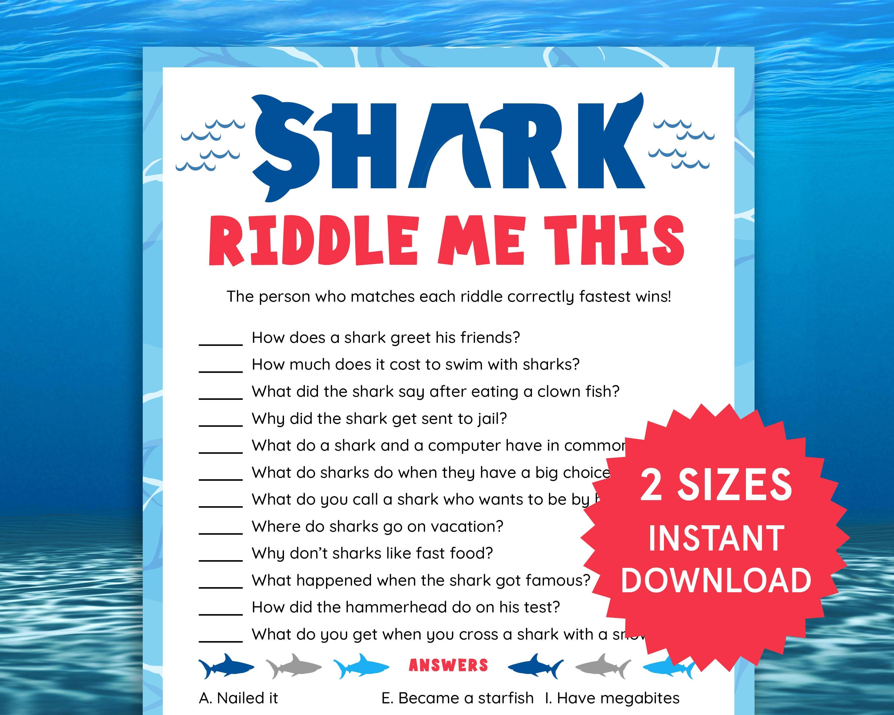 Shark Riddle Game: Shark Week Party Activity (digital Download) - Etsy
