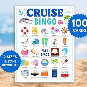 Cruise Bingo Cruise Games Cruise Activities for Kids and Adults Cruise Games for Kids Fun Family Cruise Games Cruise Bingo Cards Printables