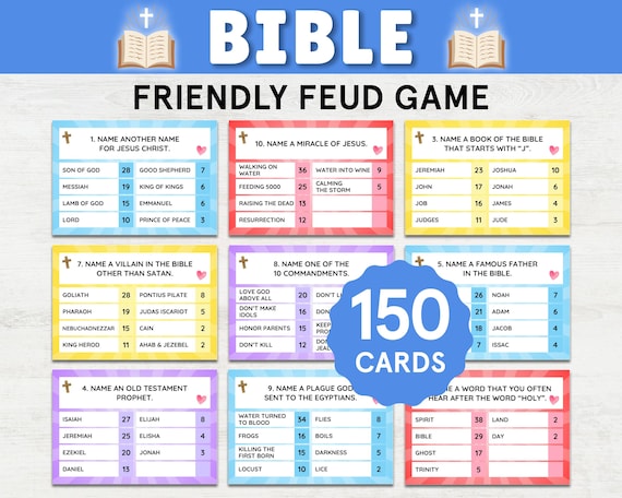 Bible Friendly Feud Bible Games Printables Church Games for Youth Group Games Womens Ministry Bible Trivia for Kids Christian Ice Breaker