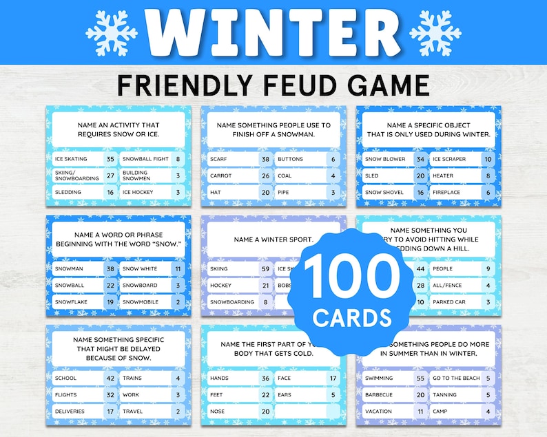 4 Seasons Friendly Feud Printable Family Feud Game Spring Family Feud ...