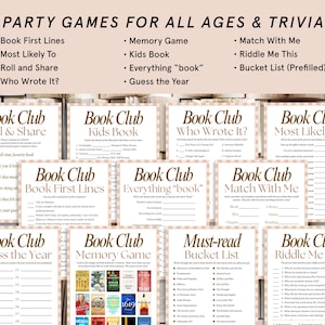 Book Club Games Bundle, Book Club Icebreakers, Book Club Activities, Printable Games for Book Clubs, Book Club Meeting Game, Book Club Bingo image 3