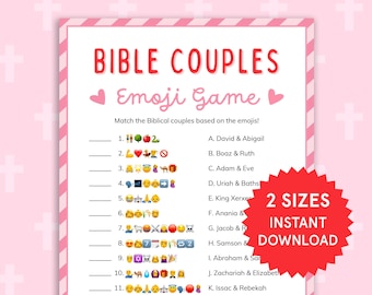 Bible Couples Match Game Bible Emoji Pictionary Bible Valentines Game Bible Games for Kids & Adults Womens Ministry Game Youth Group Game