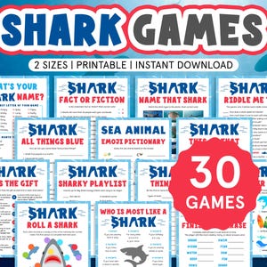 Shark Games Bundle Shark Week Games for Kids Activities Shark Family Games Shark Activities for Kids Shark Birthday Party Games Printables