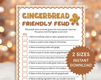 Gingerbread Friendly Gingerbread Games Cookie Party Christmas Party Games for Adults Christmas Family Group Games Christmas Family Feud