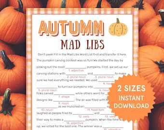 Fall Mad Libs Fall Games for Kids Adults Fall Party Games Fall Activities Autumn Mad Libs Fall Games Printable Fall Family Games Autumn Game