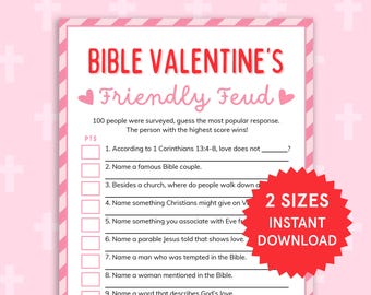 Bible Valentines Friendly Feud Bible Valentines Game Bible Game for Kids & Adults Womens Ministry Game Youth Group Game Church Small Group