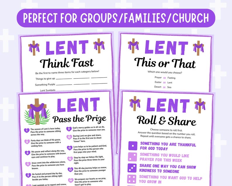 Lent Games Bundle Lent Activities Kids, Teens, Adults Lent Trivia Teen