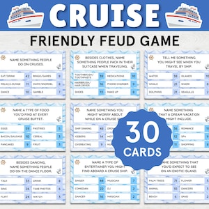 Kreuzfahrt freundliche Feud Spiele-Kreuzfahrt-Spiele-Kreuzfahrt-Familie Feud-Kreuzfahrt-Aktivitäten für Kinder Erwachsene Kreuzschiff-Spiele Familien-Kreuzfahrt-Spiele druckbar