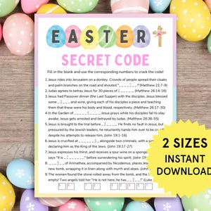 Bible Easter Game for Kids & Adults Bible Easter Trivia Bible Easter Activities Easter Womens Ministry Game Bible Easter Secret Code Game