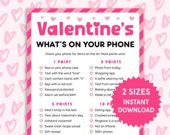 Valentines What's on Your Phone Games Valentine Games for Teen, Adults Valentine's Day Games Valentine Activities Valentines Day Group Games