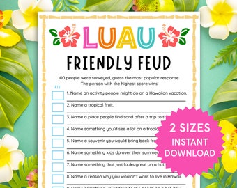 Luau-lek med vänskapsfejd Luau-festspel Luau-födelsedagsspel med Hawaii-tema, familjefejd, Luau-spel för barn, Aloha-födelsedagsspel med Hawaii-födelsedagsspel