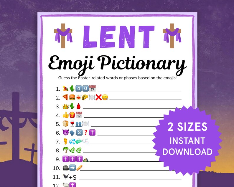 Lent Emoji Pictionary Game Lent Game Lent Activities Kids, Teens ...