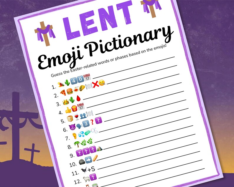 Lent Emoji Pictionary Game Lent Game Lent Activities Kids, Teens ...