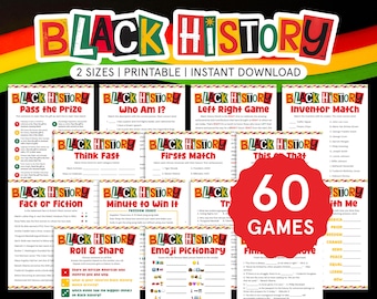 Black History Month Game Bundle Black History Month Family Games Black History Activities for Kids Printables Black History Month Trivia