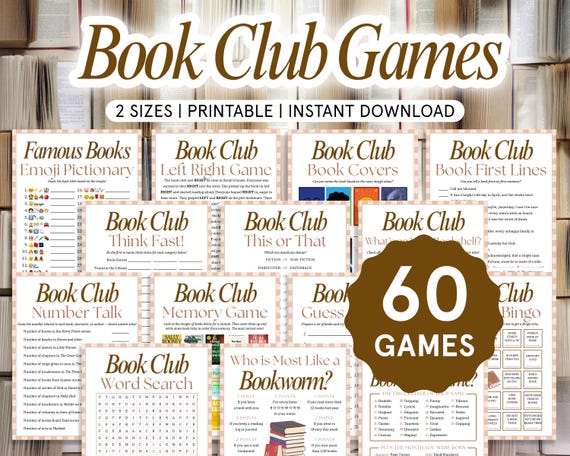 Book Club Games Bundle, Book Club Icebreakers, Book Club Activities, Printable Games for Book Clubs, Book Club Meeting Game, Book Club Bingo