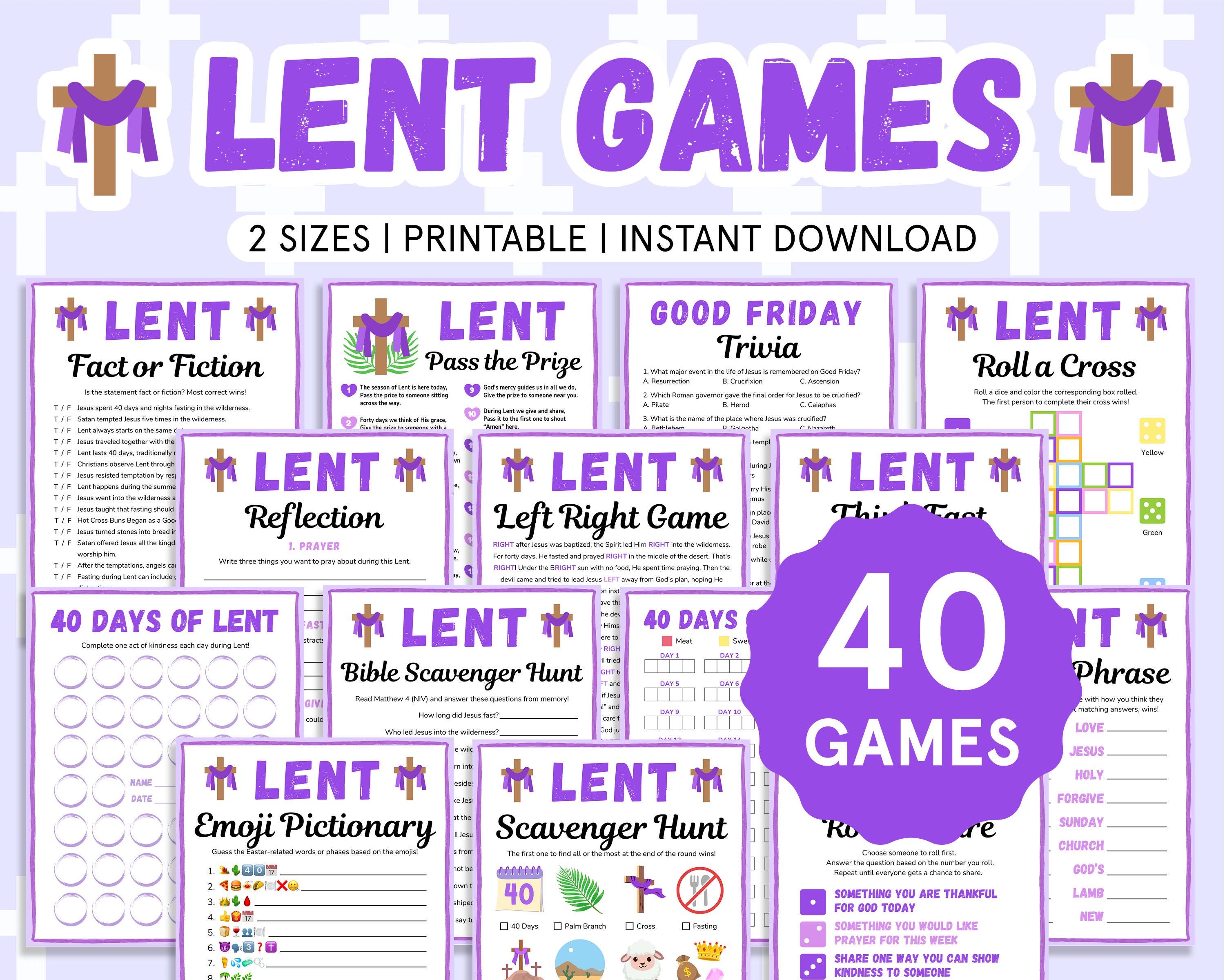 Lent Games Bundle Lent Activities Kids, Teens, Adults Lent Trivia Teen