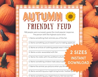 Fall Friendly Feud Fall Games for Kids Adults Fall Family Feud Fall Party Games Fall Activities Autumn Games Printables Fall Family Games