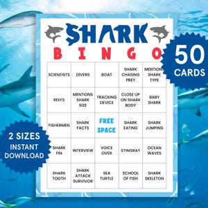 Shark Bingo Games Shark Week Games for Kids Activities Shark Games Shark Activities Shark Week Watch Party Group Game Shark Family Games